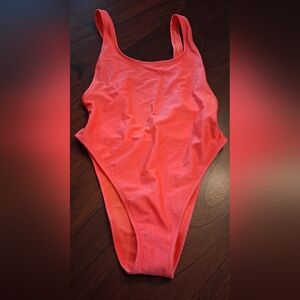 NWT Aerie Coral Ribbed Cheekiest One Piece Swimsuit